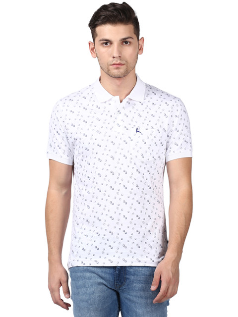 

Parx Men White Printed Polo Collar T-shirt