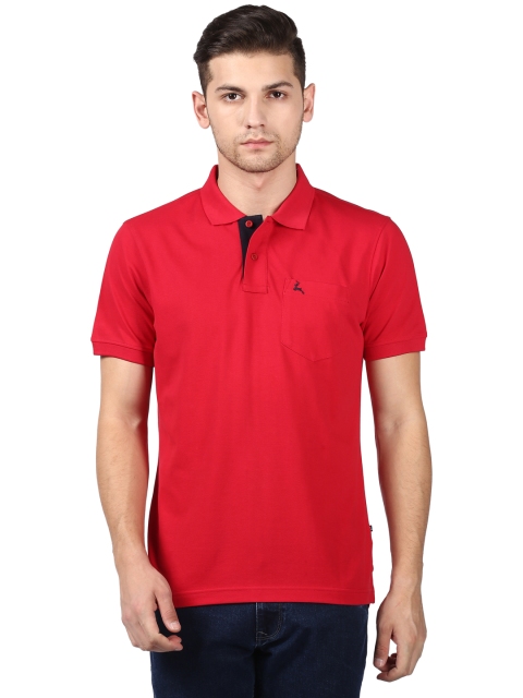 

Parx Men Red Solid Polo Collar T-shirt