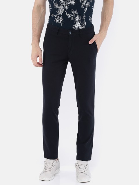 

Parx Men Navy Slim Fit Solid Regular Trousers, Navy blue