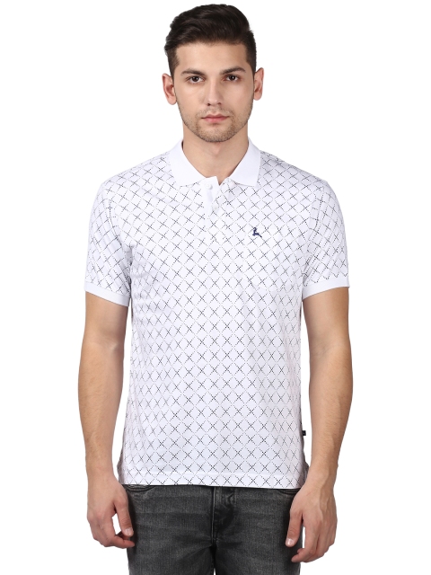 

Parx Men White Printed Polo Collar T-shirt