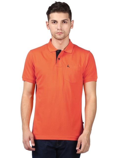 

Parx Men Orange Solid Polo Collar T-shirt