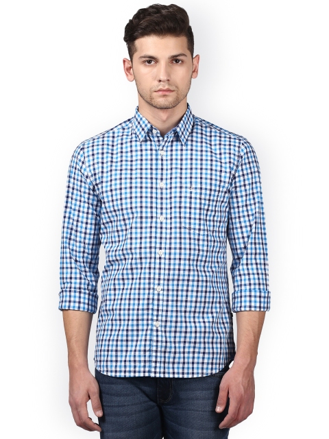 

Parx Men Blue Slim Fit Checked Casual Shirt