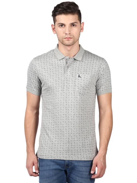 

Parx Men Grey Printed Polo Collar T-shirt