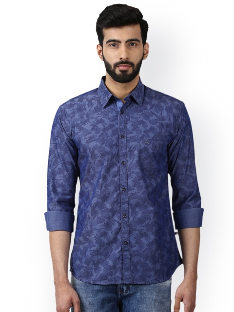 

Parx Men Navy Blue Slim Fit Checked Casual Shirt