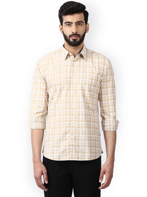 

Parx Men Beige Slim Fit Checked Casual Shirt