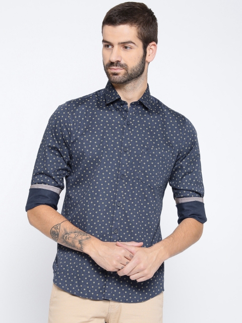 

Monte Carlo Men Navy Blue Regular Fit Printed Casual Shirt