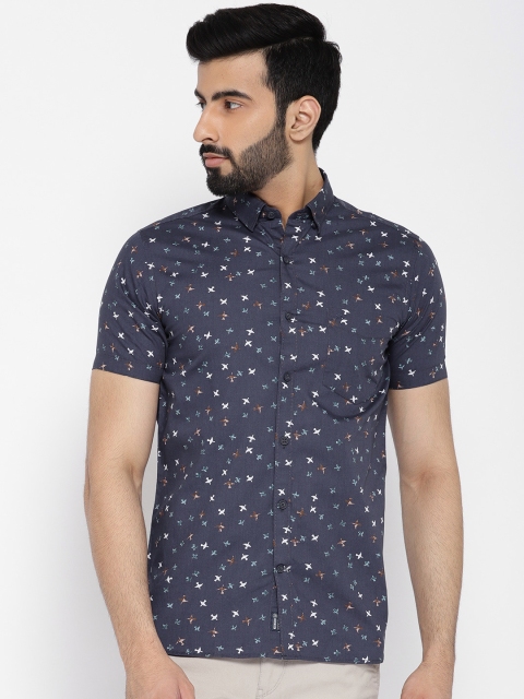 

Monte Carlo Men Navy Blue Slim Fit Printed Casual Shirt