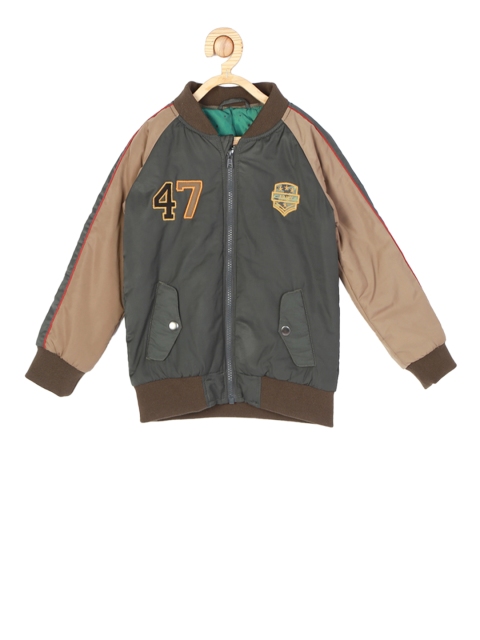 

Allen Solly Junior Boys Grey Solid Bomber Jacket