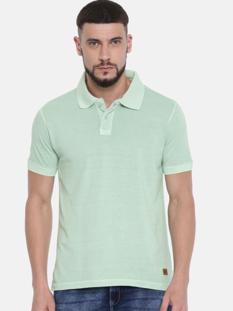 

Roadster Men Green Solid Polo Collar T-shirt