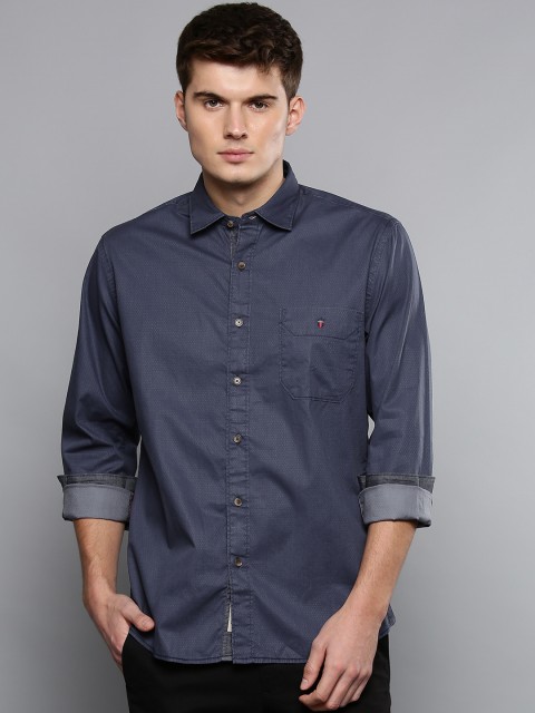 

Louis Philippe Jeans Men Blue Jermyn Tailored Fit Self Design Casual Shirt