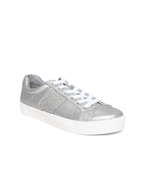 

Dune London Women Silver-Toned Sneakers with Embellished Detail