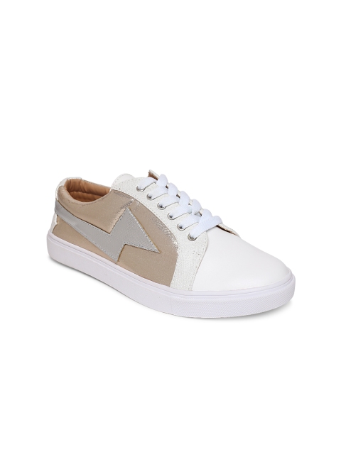 

Dune London Women White & Gold-Toned Colourblocked Sneakers