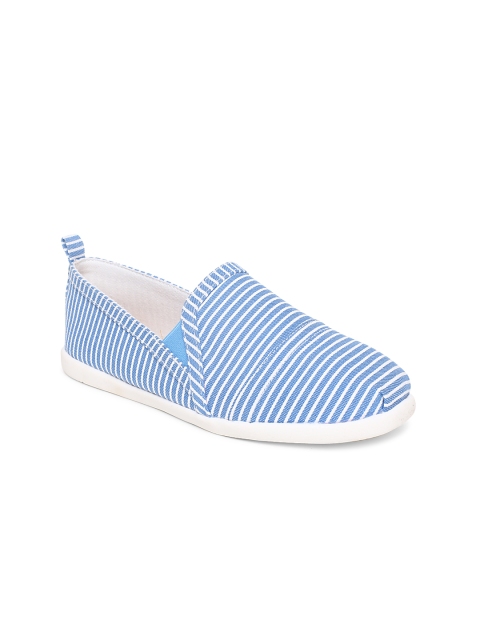 

Dune London Women Blue & White Striped Slip-On Sneakers