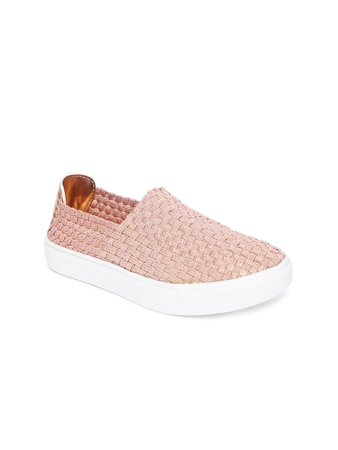 

Dune London Women Pink Basketweave Woven Design Slip-On Sneakers