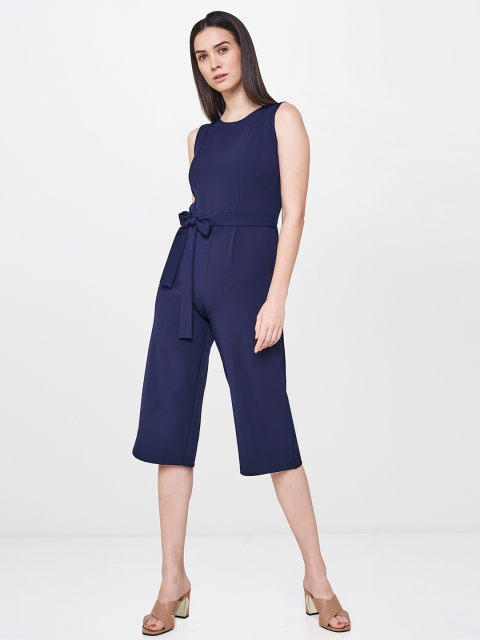 

AND Blue Solid Culotte Jumpsuit