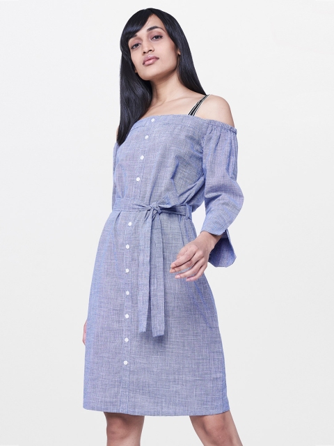 

AND Women Grey Solid Shirt Dress