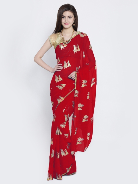 

Chhabra 555 Red Printed Poly Chiffon Saree