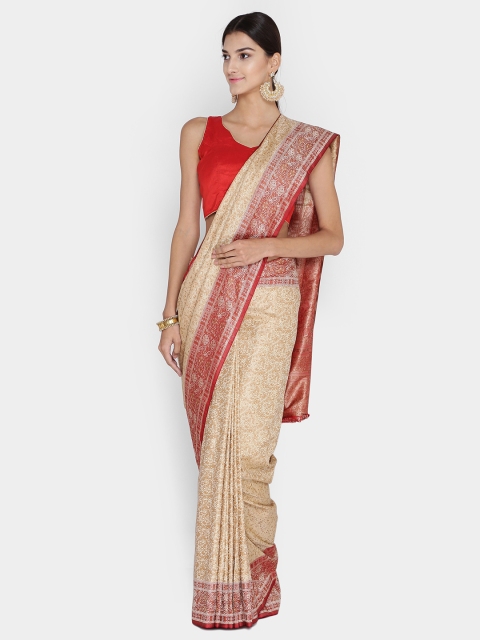 

Chhabra 555 Beige & Maroon Art Silk Woven Design Banarasi Saree