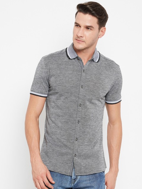 

CAMLA Men Grey Melange Regular Fit Solid Casual Shirt