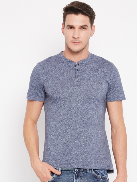 

CAMLA Men Navy Blue Solid Mandarin Collar T-shirt