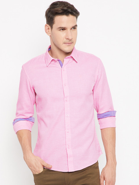 

CAMLA Men Pink Slim Fit Solid Casual Shirt