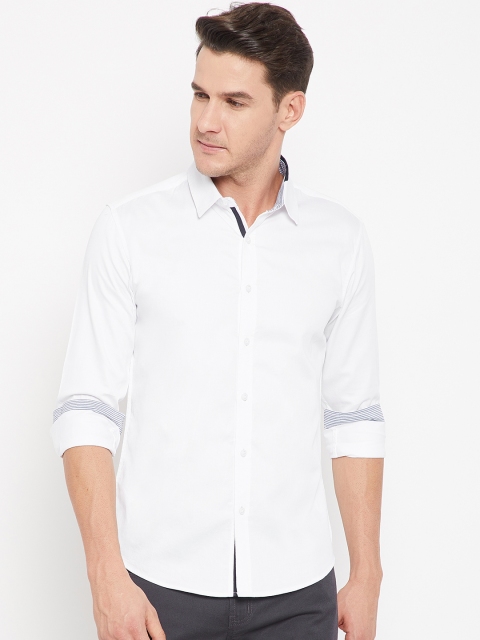 

CAMLA Men White Slim Fit Solid Casual Shirt