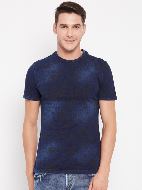 

CAMLA Men Navy Blue Dyed Printed Round Neck T-shirt