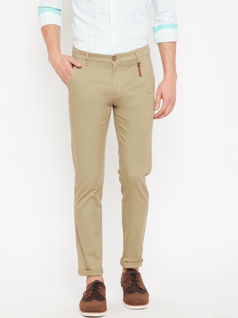 

CAMLA Men Khaki Smart Slim Fit Solid Regular Trousers
