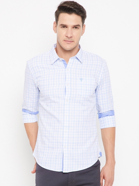 

CAMLA Men Blue & White Slim Fit Checked Casual Shirt