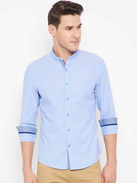 

CAMLA Men Blue Slim Fit Solid Casual Shirt