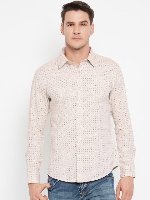 

CAMLA Men Beige Slim Fit Printed Casual Shirt