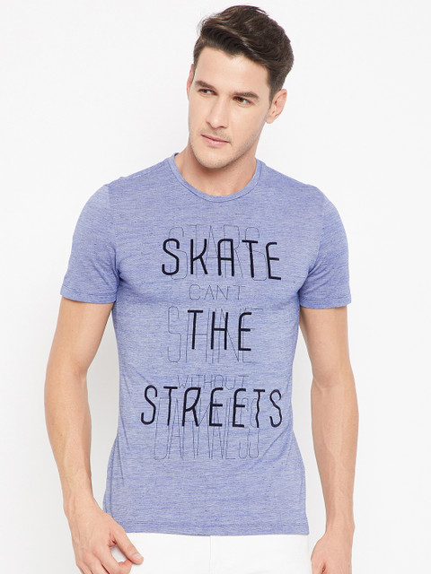 

CAMLA Men Blue Printed Round Neck T-shirt