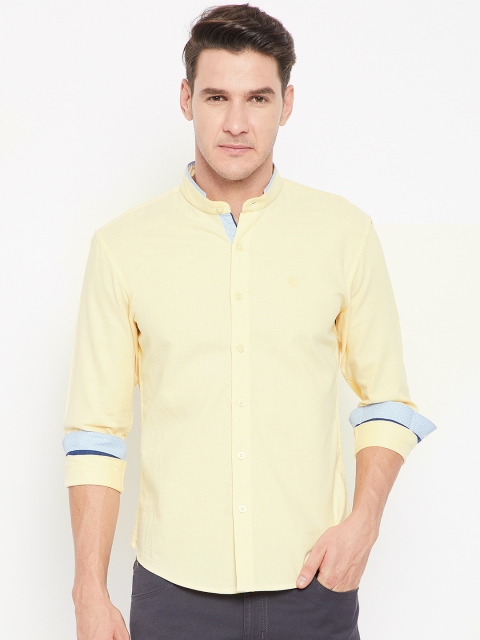 

CAMLA Men Yellow Slim Fit Solid Casual Shirt