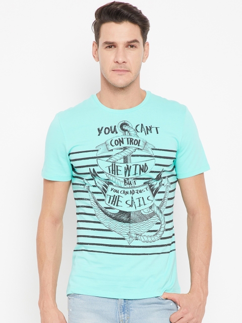 

CAMLA Men Sea Green & Black Printed Round Neck T-shirt