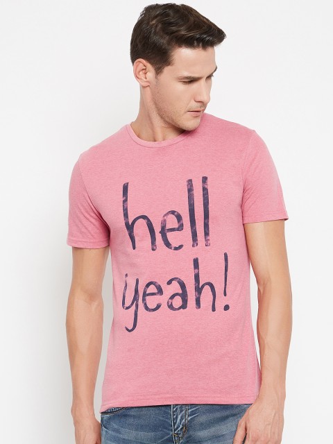 

CAMLA Men Pink Printed Round Neck T-shirt