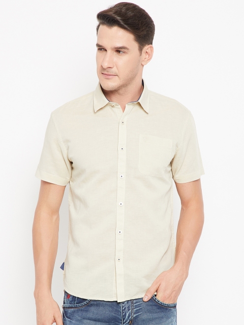 

CAMLA Men Beige Regular Fit Linen Casual Shirt