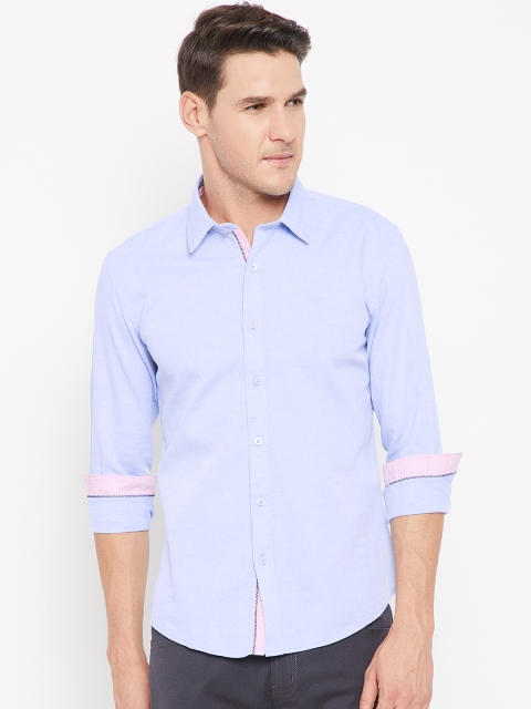

CAMLA Men Blue Slim Fit Solid Casual Shirt