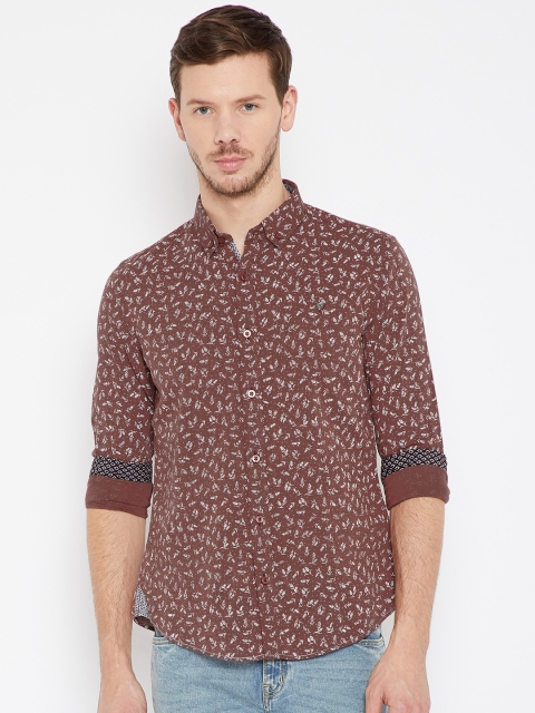 

CAMLA Men Brown & Off-White Slim Fit Printed Casual Shirt