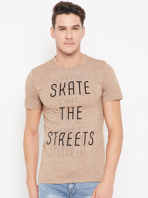 

CAMLA Men Brown Printed Round Neck T-shirt