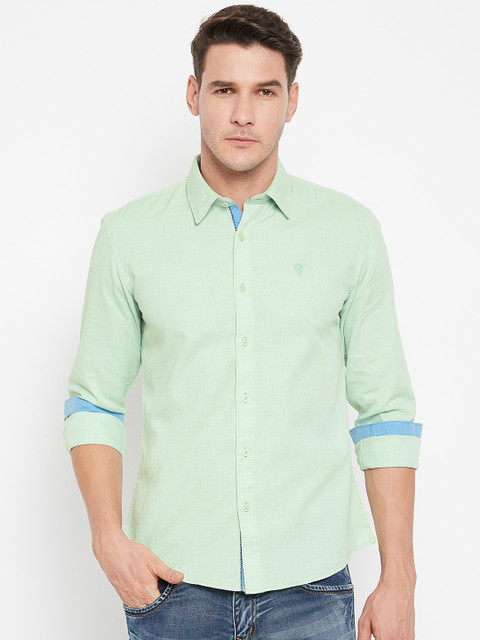 

CAMLA Men Green Slim Fit Solid Casual Shirt
