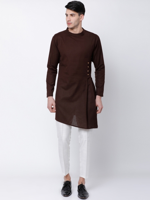 

Svanik Men Brown Solid Straight Kurta