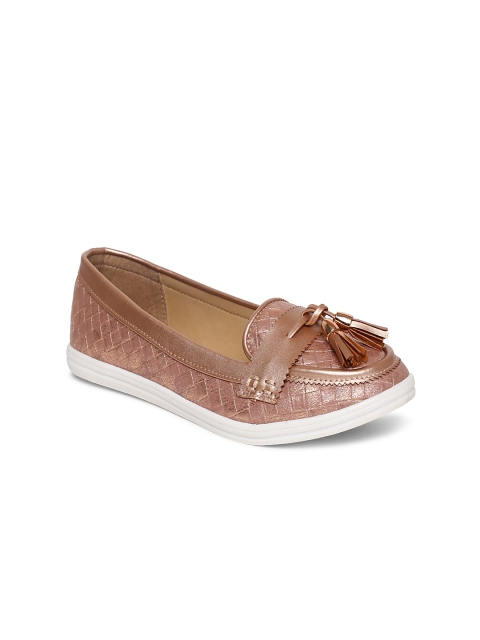 

Dune London Women Rose Gold-Toned Quilted Ballerinas
