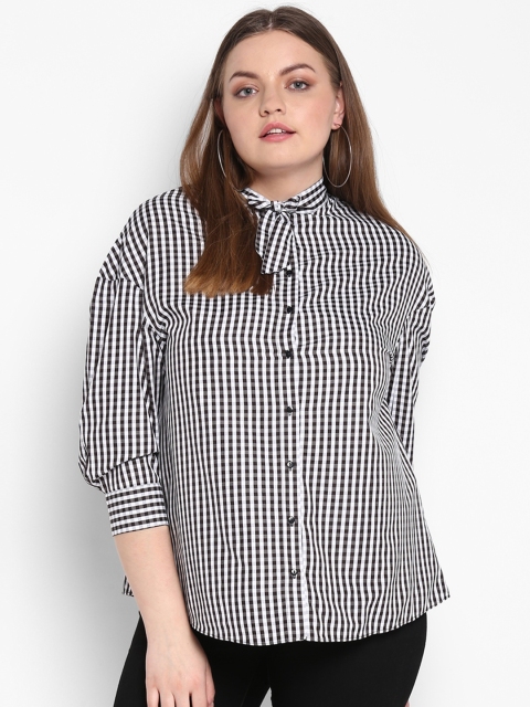 

NuBella Plus Size Women White Checked Shirt-Style Top