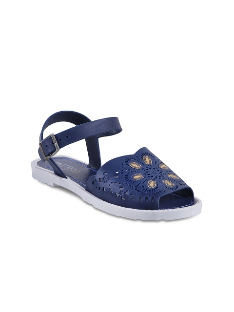

Metro Women Blue Solid Synthetic Open Toe Flats