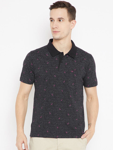 

Monte Carlo Men Black Printed Polo Collar T-shirt