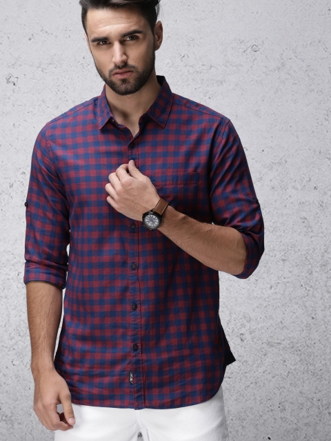 

Ecko Unltd Men Blue & Red Slim Fit Checked Casual Shirt