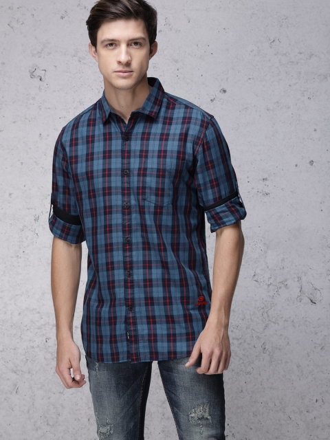 

Ecko Unltd Men Blue Slim Fit Checked Casual Shirt