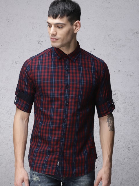 

Ecko Unltd Men Red & Navy Slim Fit Checked Casual Shirt