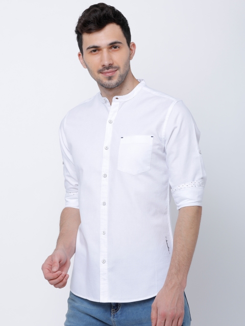 

LOCOMOTIVE Men White Slim Fit Solid Casual Shirt