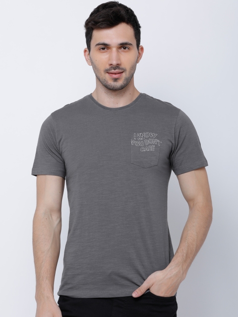 

LOCOMOTIVE Men Grey Printed Round Neck Slim Fit T-shirt